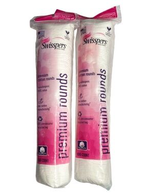 Swisspers Premium 100% Cotton Rounds, Dual-Sided, 100 Count (Pack of 2)